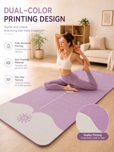 Purple Yoga Mat 73 x 28 inches, 10mm Thick Non-Slip for Pilates & Workout