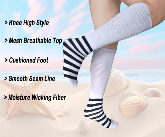 Walking Boot Socks 2 Pairs Extra Wide Knee High Cast Liners for Swollen Feet