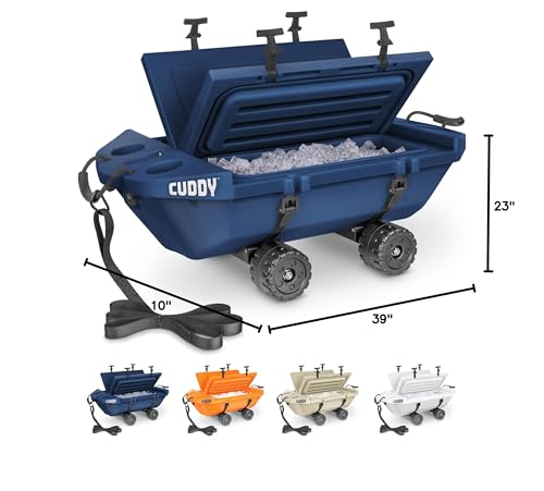 Cuddy Crawler Cooler with Wheels – 40 QT Amphibious Floating Cooler and Dry Storage Vessel - Orange, Navy, Tan, or White