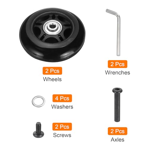 Luggage Wheel Replacement Set 75x24mm Rubber Swivel Caster for Suitcase