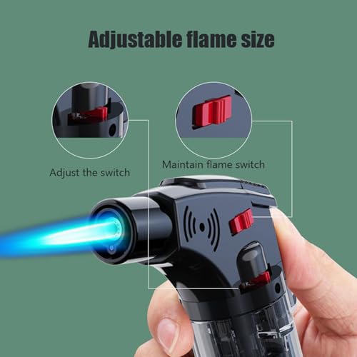 5 Pack Butane Torch Lighter Set,Candle Lighter Refillable, Windproof,Jet Flame,Adjustable Flame, Safety Lock, Ideal for Culinary, Crafts, Camping,Cooking (Butane Not Included)