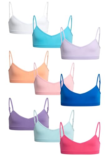 Sweet & Sassy Girls Seamless Cami Bralette Training Bras 9 Pack - Small Brights