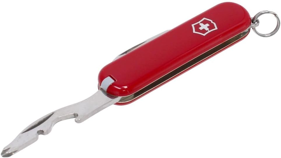 Victorinox Rally Swiss Army Knife, Compact, 9 Functions, Swiss Made Pocket Knife with Magnetic Phillips Screwdriver, Bottle Opener and Key Ring - Red