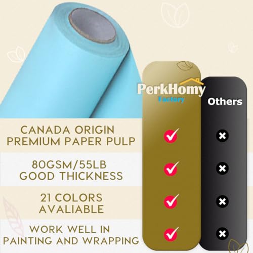 Light Blue Kraft Paper Roll 24" x 200' - 80GSM Craft Gift Wrapping Bulletin Board