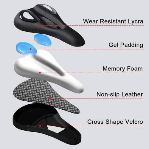Bike Seat Cover Bike Cushion for Men Women Comfortable Gel Padded Bicycle Seat Cushion Compatible with Peloton, Outdoor & Indoor