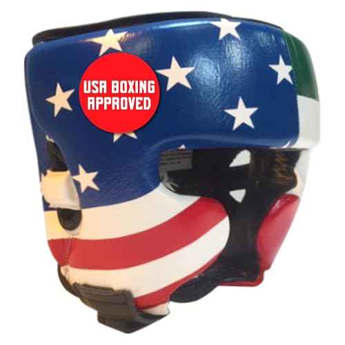 Ringside Competition Boxing Headgear, USA Boxing-Approved Leather Headgear with Cheek Protection, Great for MMA, Muay Thai, Kickboxing, and Training, Ideal for Men and Women, USA/Mexico, Large