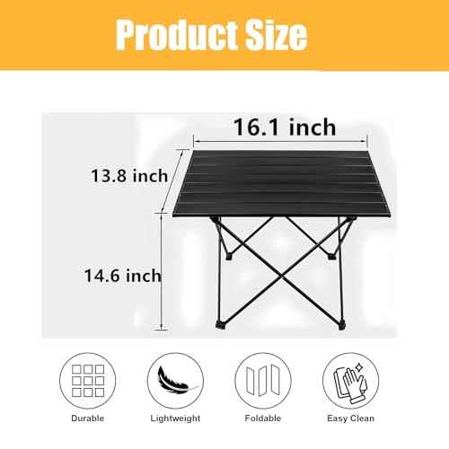 Folding Camping Table ? Ultralight Aluminum Portable Table for Camping, Hiking, Backpacking, Picnic, Beach, BBQ ? Compact Lightweight Collapsible Travel Side Table for Outdoor, RV, (1)