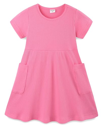 Girls' Cotton A-Line Casual Sundress - Cute Midi Dress for Kids