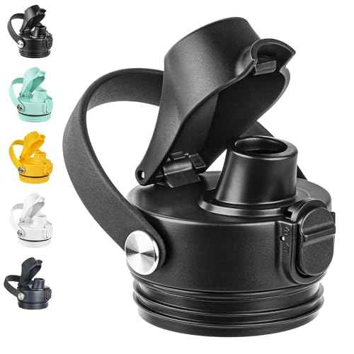 Auto Spout Lid for Yeti Rambler 12/18/26/36/64 oz Water Bottle, Replacement Lids for YETI Rambler Bottle Chug Cap with Flexible Handle, BPA Free