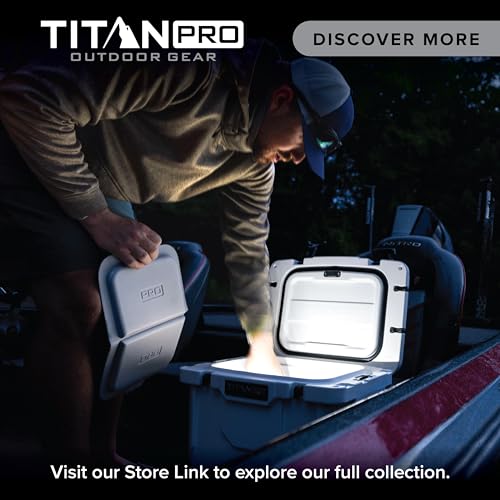 Titan PRO High Performance Ice Chest - 25 Quart Capacity - Hard Cooler with Interior LED Light, Ice Saver Performance Booster and Microban Protection - Driftwood Tan