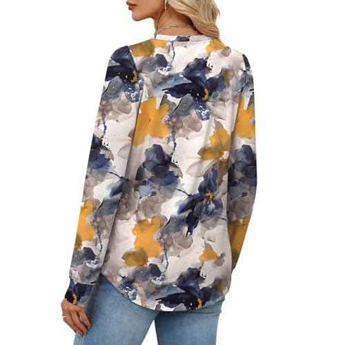Alaroo Womens Long Sleeve Shirts 2025 Fall Tunic Tops Crewneck Blouses Print