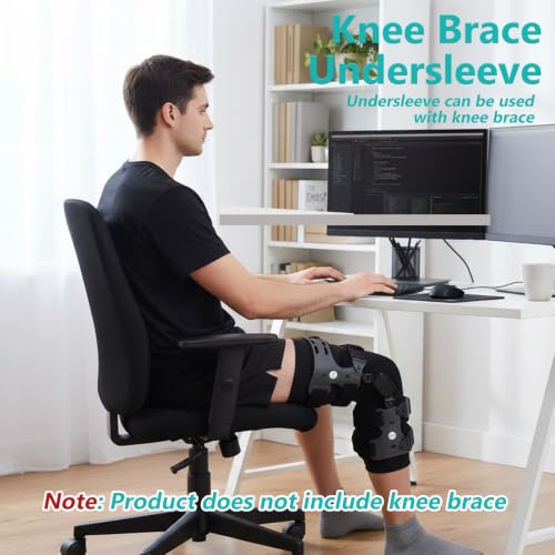 Large Knee Brace Undersleeve for Sensitive Skin and Post-Surgery Recovery - Black