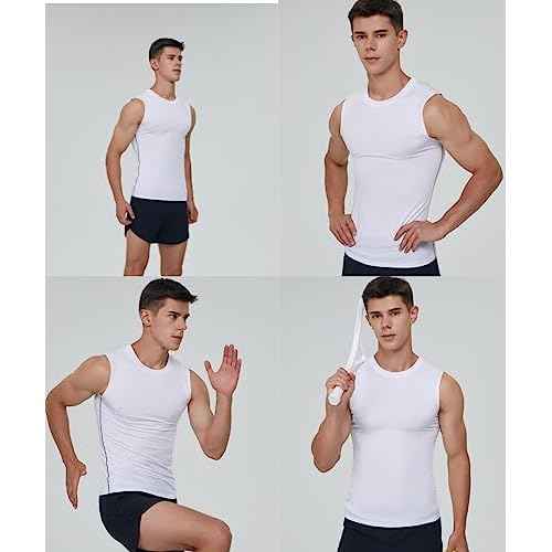 Men's Tank Top Compression Shirts Athletic Workout Sleeveless Shirts Fit Slimming Body Shaper Vests Shapewear