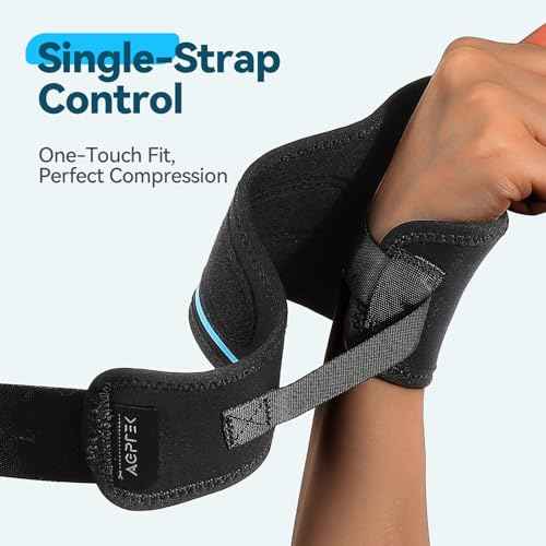 AGPTEK 2 Pack Wrist Hand Brace for Mild Carpal Tunnel Syndrome Arthritis Tendonitis Pain Relief, Adjustable Wrist Support for Weightlifting, Gym, Wrok, Sports, Daily Use-1 Pair
