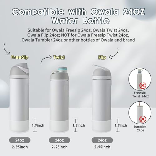 2PCS Transparent Silicone Water Bottle Boot 24oz for Owala Freesip