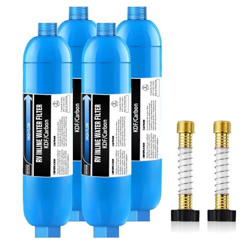 4 Pack RV Water Filter with Flexible Hose Protectors - High-Quality Drinking Water Filter