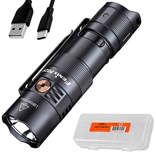 Fenix PD25R EDC Flashlight 800 Lumen USB-C Rechargeable, Dual Switch Pocket Size Lightweight with Organizer