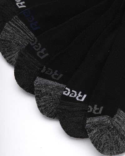 Reebok Men's Quarter Socks with Arch Support - Black 6 Pack