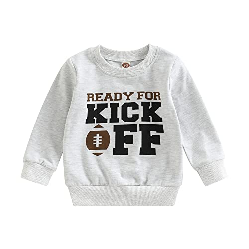 Toddler Halloween Pumpkin Sweatshirt Boy Girl 12-18 Months Fall Costume Ready for Kick Off
