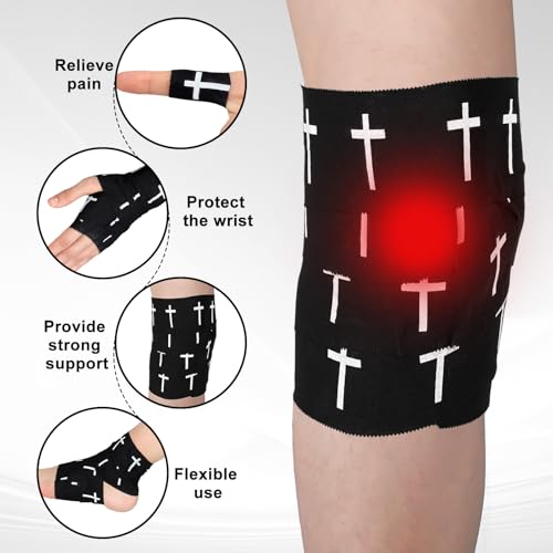 Geiserailie Christian Athletic Tape with Cross Sport Tape Wrist Warp for Football Baseball Soccer Athletes Religious Bible Verses Christian Gift for Christmas Church Members 2IN X 23FT(Black)