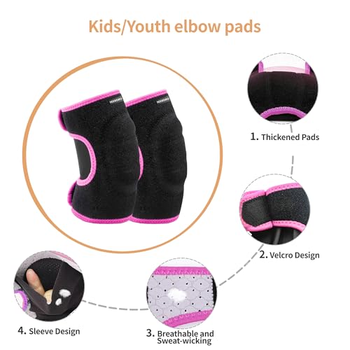 Kids Black-Pink Knee and Elbow Pads Set for Sports Safety - S