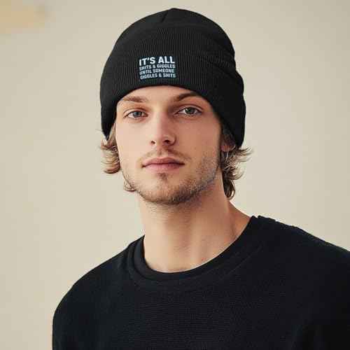 Funny Beanies Warm Knit Hats Fall Winter Black Hip Pop Knit Hat Cap for Women Men