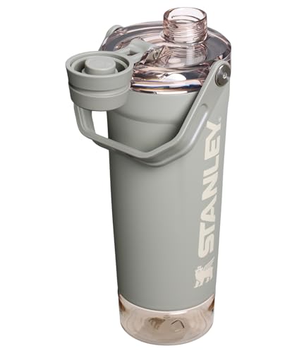 20 oz Sage Grey Vitalize Shaker Bottle with Insulation & Storage — Leakproof