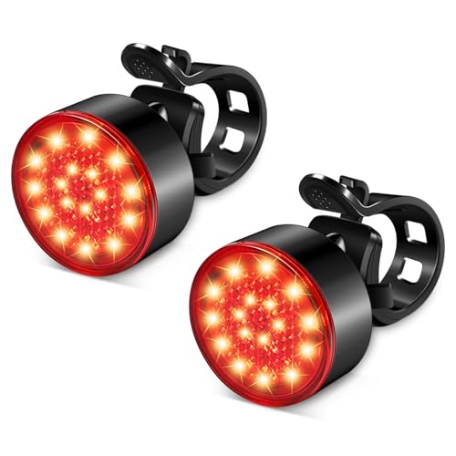 Ascher USB Rechargeable LED Bike Tail Lights 2 Pack, Bright Bicycle Cycling Rear Light, 4 Light Mode Options Safety Bike Light for Adults Kids Men Women Road Mountain(2 USB Cables Included)