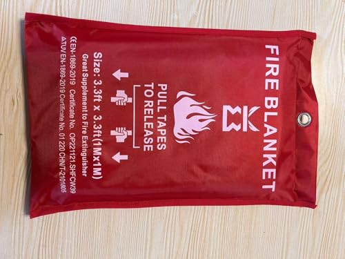 Fire Blanket for Kitchen Home Emergency - Fiberglass Blankets Fire Survival Suspension Flames Retardant Extinguisher Great for Stove Car Garage Office Camping Caravan BBQ Safety (4-Pack)