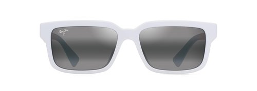 Maui Jim Hiapo AF Rectangle Sunglasses, Matte White/Neutral Grey Polarized, Extra Large