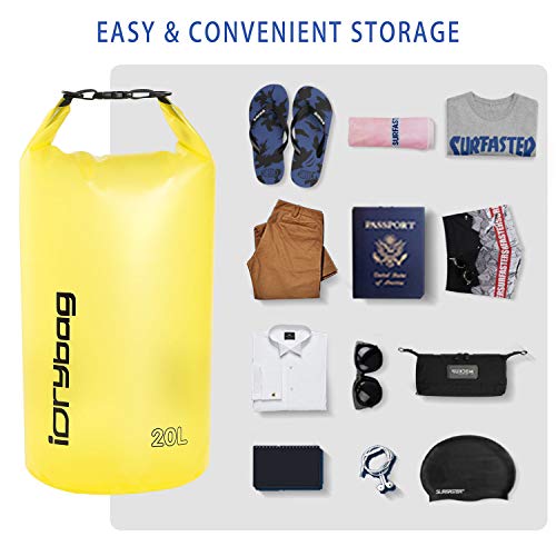 IDRYBAG 2L Waterproof Dry Bag - Yellow Small Dry Sack for Kayaking