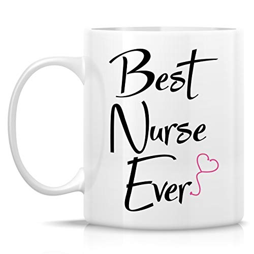 Retreez Funny Nurse Mug - Best Nurse Ever 11 Oz Ceramic Coffee Cup - White NSE006