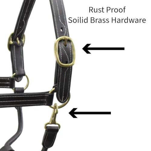 English Opulence Leather Horse Halter - Liverpool Fancy Stitch Adjustable - Full