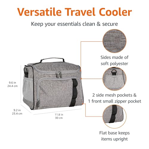 Insulated Cooler Bag 24 Can Capacity Soft Leak-Proof Travel Cooler for Beach & Picnics - Gray