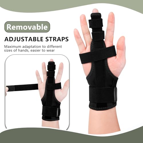 Finger Splint for Middle Finger, Trigger Finger Splint Wrist Support Brace, Straightening Immobilizer -Adjustable Removable straps for Left or Right Hand