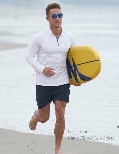 Men's Quarter Zip Sun Rash Guard Shirts - 2 Pack Long Sleeve Swimwear