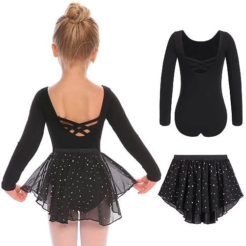 Girls Ballet Leotard Toddler Dance Outfit with Skirt Combo - 4-5T Black