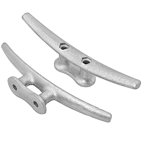 Galvanized Steel Dock Cleats 8 Inch - Silver 4 Pack Marine Rope Tie-Downs
