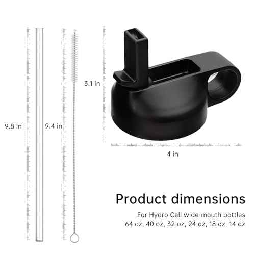 Lid Replacement Compatible with Hydro Cell Wide Mouth Bottle 64 oz, 40 oz, 32 oz, 24 oz, 18 oz, 14 oz,with 2 straws and 1 straw brush