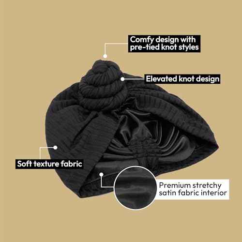 Red by Kiss Turban for Women, Silky Satin Interior, Comfortable, Breathable Head Wrap, Pre-Tied Twist African Knot Bonnet