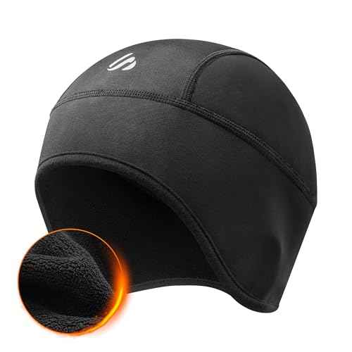 Winter Helmet Liner Skull Cap, Fleece Cycling Cap Thermal Beanie Running Hat for Men Women
