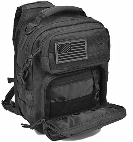 REEBOW GEAR Tactical Sling Bag for Men Military Single Shoulder Backpack Outdoor EDC Range Pack (Black)
