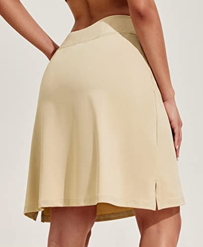 Women's 20-Inch High-Waisted Golf Skorts with Pockets - Medium Light Khaki