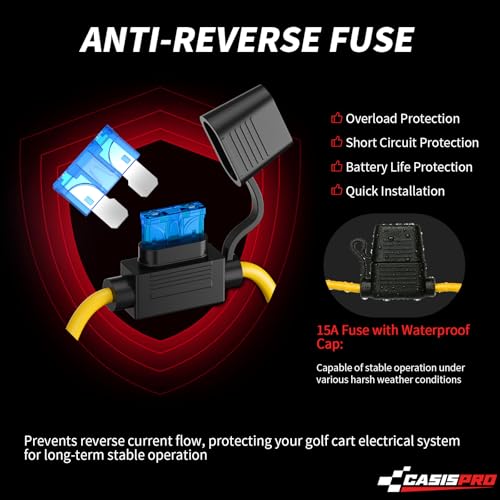 Universal 36V 48V to 12V Golf Cart Voltage Reducer 30A 360W DC Converter with Fuse