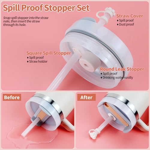 Rose Quartz Stanley Cup Accessories 8-Piece Set with Boot & Spill Stoppers