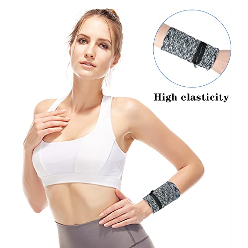 6-Pack Breathable Elastic Wrist Wallets with Zipper for Travel Running