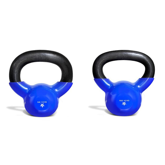 Yes4All Combo Vinyl Coated Kettlebell Weight Sets Great for Full Body Workout and Strength Training Blue, 5 10 lbs