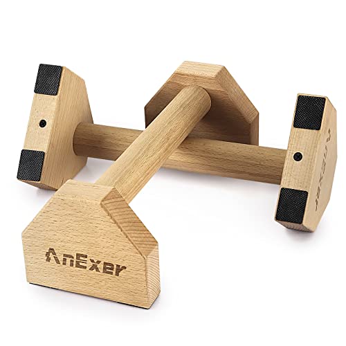 Beech Wood Parallettes Bars 30cm - Non-Slip Push Up Handles for Fitness