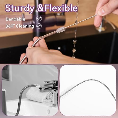 12PCS Replacement Straws Compatible with Owala 24oz/32oz with 2 Cleaning Brushes 6 Reusable Stainless Steel Straw 2 Water Bottle Seal Ring 2 Replacement Stopper for Owala Freesip (Grey)