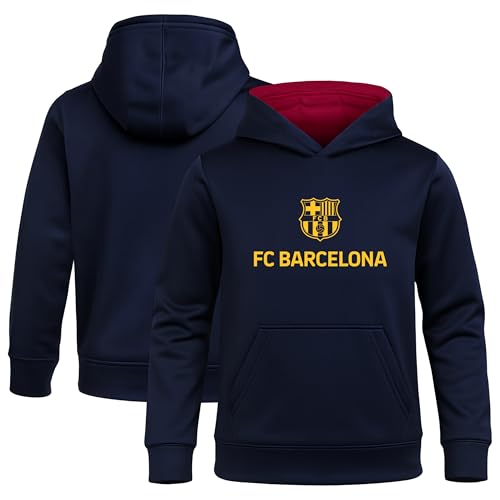 FC Barcelona Kids Pullover Hoodie - Unisex Officially Licensed Soccer Apparel - Navy Small